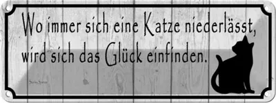 Produktbild von vianmo Blechschild 10x27 cm wo Katze niederlässt wird Glück Tier Haustier