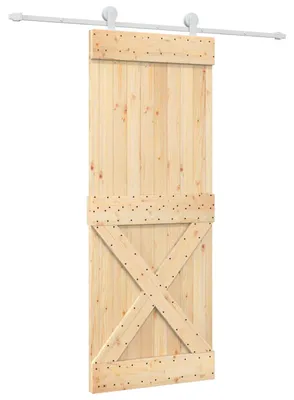 Image de Porte coulissante Naturel et Blanc 80 x 210 cm