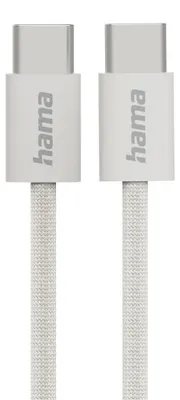 Produktbild von Ladekabel Fabric, USB-C - USB-C, 1m, Nylon, Beige (00201728)