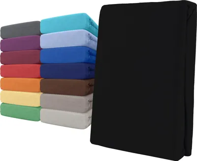 Produktbild von Spannbettlaken Wasserbett Jersey 180x200-200x220 cm Schwarz mit Rundumgummi