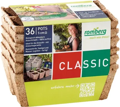 Productafbeelding van Romberg, 36 zaaipotjes, 6 sets van 6 potjes, 5 cm vierkant
