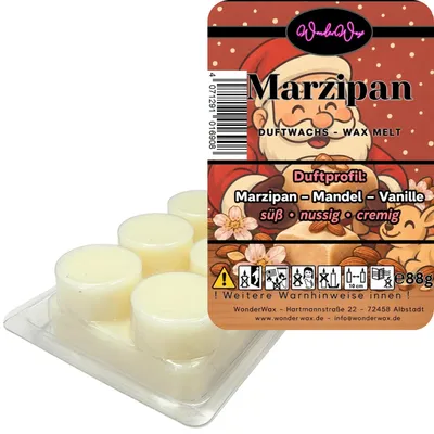 Produktbild von WonderWax Duftwachs Weihnachten Wax Melts für Duftlampe, 6 Kreise Duftmelt Wachsmelt Sojawachs Duftwachs Würfel für Raumdüfte, Wachs Duftöl Winter Indoor Schmelzen für Aromalampe Marzipan