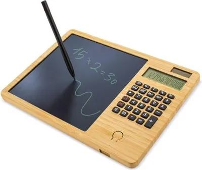 Produktbild von Bambus Taschenrechner mit automatischer Tafel / Whiteboard