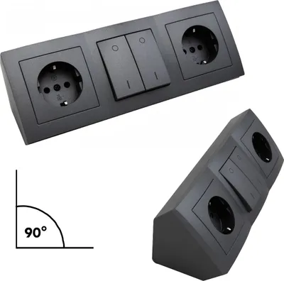 Image de Bloc de prises McPower "Flair", anthracite, mat, double contact de protection + interrupteur