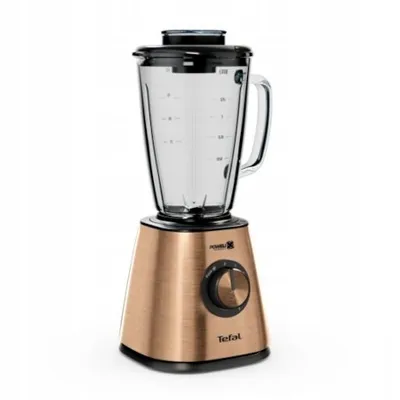 A copper-colored blender on a white background.