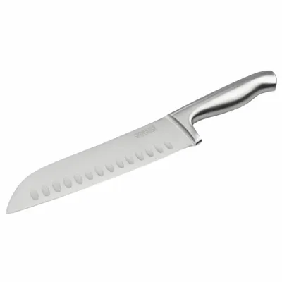 Zdjęcie produktu dla NIROSTA Nóż Santoku STAR, ostry nóż kuchenny, japońska stal nierdzewna, poręczny uchwyt, wytrzymały nóż uniwersalny, ręcznie ostrzone ząbkowane ostrze (długość ostrza: ok. 18 cm)