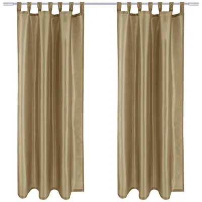 Productafbeelding van 2 stuks verduisterende gordijnen Alessia met lussen, 140x245 cm, taupe, donker