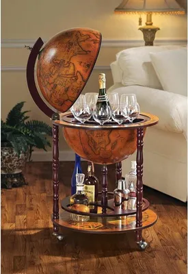 Produktbild von Globe Bar - Hausbar - Barwagen - Globe Bar Deko Stehtisch Globus - 56 x 56 x 98 cm 9,5 kg