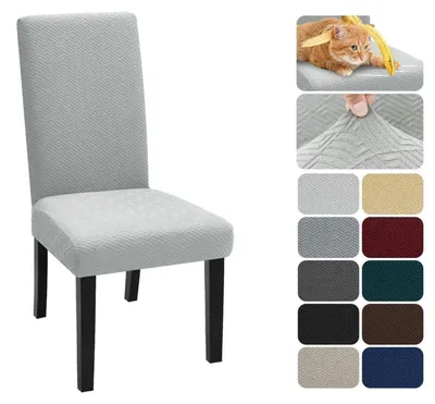 Produktbild von Stuhlhussen 6er Set, Stretch, Waschbar, Abnehmbar, Silber Grau