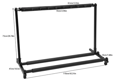 Produktbild von Gitarrenständer für 9 Gitarren - Faltbarer Bodenständer - Eisen - Schutzschaum - Verstellbare Füße - 110 x 47 x 73 cm - Schwarz
