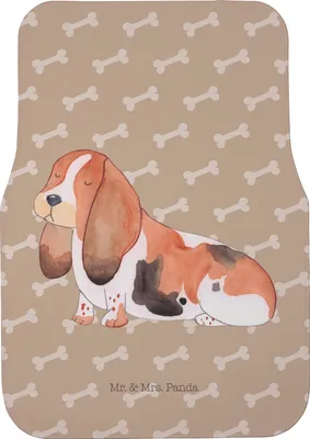 Produktbild von Mr. & Mrs. Panda Autoteppich Hund Basset Hound - Hundeglück - Geschenk, Süß, Fußmatte Auto, Hundeliebe, Fürs, Auto-Fußmatte, Automatte, Sprüche