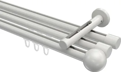 Produktbild von Interdeco Innenlaufstange / Gardinenstange mit Innenlauf Weiß, Typ Siteno Luino (Kugel), 20 mm Ø 3-läufig, 520 cm