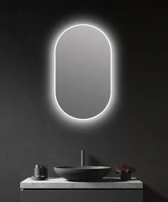 Produktbild von LED Wandspiegel 45×75 cm, matt weiß, Alurahmen, Licht neutralweiß, IP24