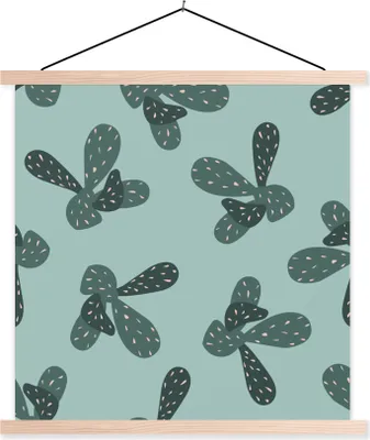 Produktbild von MuchoWow® Textilposter Sommer - Pflanzen - Pastell 60x60 cm mit holzfarbenen Rahmen - Wanddekoration