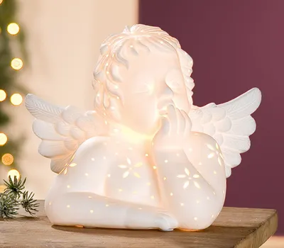 Obrázok produktu pre Gilde porcelánová lampa anjel (ŠxVxH) 13 x 23,5 x 25 cmbiela, E 14 max 25 W