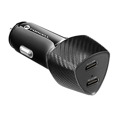 Immagine prodotto di Caricabatterie da auto FORCELL CARBON Tipo C 3.0 PD20W + Tipo C 3.0 PD20W CC50-2C Nero (Totale 40W)
