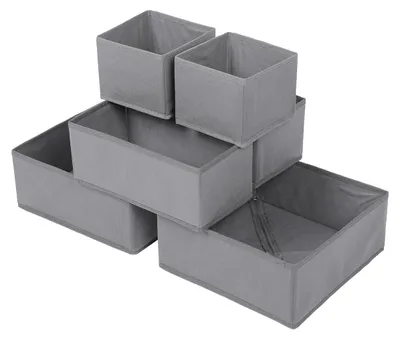 6er-Set Schubladen-Organizer, faltbar, grau, für Socken & Unterwäsche
