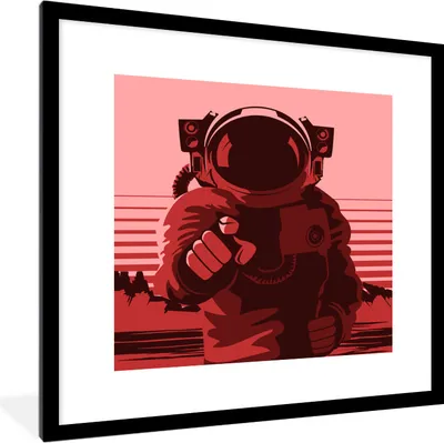 Produktbild von MuchoWow® MuchoWow® Gerahmtes Poster Astrotnaut - Rot - Berg 40x40 cm - Poster mit zchwarzem Bilderrahmen - Poster - Plakat im Rahmen