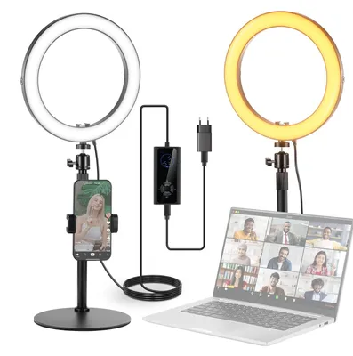 Produktbild von NEEWER 10" 20W LED Ringlicht mit Schreibtischständer Telefonhalterung kompatibel