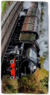 Produktbild von Steam Train Baumwolle Strandtuch Frottee Badetuch mit Premium Druck, 70x140 cm