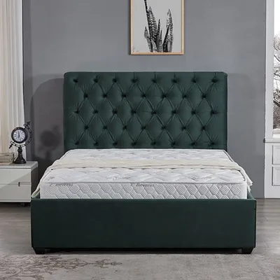 Image de Lit design classique Lit rembourré Chesterfield textile 180x200cm jvmoebel ®