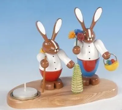 Produktbild von Osterfigur Hasenpaar bunt Höhe 18,5 cm NEU
