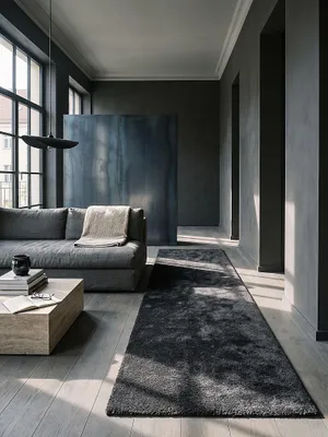 Teppich Anthrazit Läufer im modernen Wohnzimmer_#sku_SAF48222#