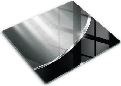 Zdjęcie produktu dla Deska kuchenna – 60 cm x 52 cm - Szklana deska do krojenia - Szkło hartowane – Antypoślizgowa - Abstrakcja Z Metalem