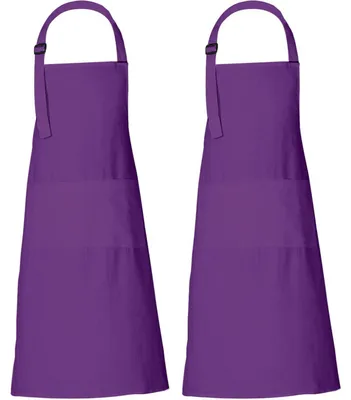 Zdjęcie produktu dla Fartuch kuchenny damski i męski, 69 x 89 cm, 3 kieszenie, 100% bawełna, kolor: fioletowy