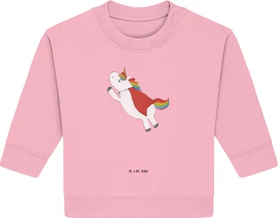 Produktbild von Mr. & Mrs. Panda Organic Baby Pullover Einhorn Geburtstag 12. - 18. Monat - Baumwolle Pink - Geschenk, Einhörner, Held, Geburtstagsgeschenk, Bullover, Freundin, Unicorn