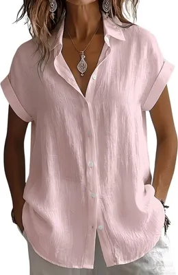 Productafbeelding van Currero Linnen Blouse Dames Roze XXL