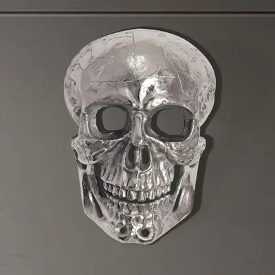 Image de FineBuy Décoration murale Tête de mort en aluminium argenté 41 cm Grand crâne Décoration murale en métal Décoration en aluminium Décoration d'intérieur Sculpture murale en forme de crâne Accessoire de décoration d'intérieur
