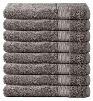 Obrázek produktu pro Sada 8 ručníků Komfortec ze 100% bavlny, sada 8 ručníků o rozměrech 50 x 100 cm, froté, měkké, antracitová barva