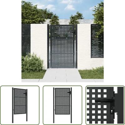 A collage of images showing a garden gate and its details.
