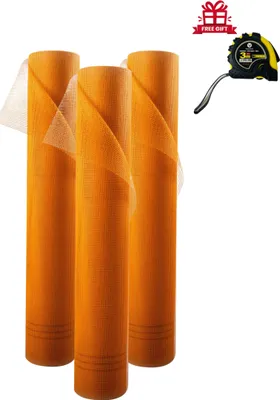 Immagine prodotto di Tessuto di armatura da 150 m², tessuto per intonaco, tessuto da 165 g/m², colore arancione + metro a nastro omaggio