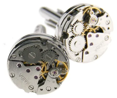 Image de Manches à boutons en argent/or - Mouvement d'horlogerie - Style steampunk - Cuivre - 17 mm - Cadeau décoratif - Boutons de manchette
