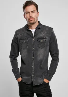 Produktbild von Brandit Riley Denim Langarm-Shirt Größe S Farbe Schwarz