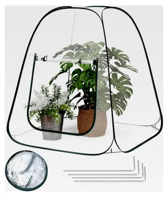 Produktbild von Pop-up Mini-Gewächshaus aus wasserdichtem PVC-Material, zur Feuchtigkeits- und Wärmespeicherung, innen und außen verwendbar, 70 x 70 x 80 cm, transparent