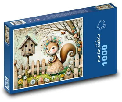Obrázek produktu pro martinpuzzle - Puzzle 1000 - Veverka na zahrádce s květinami