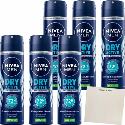 Produktbild von Nivea Men Deo Spray Dry Active 6er Pack (6x150ml Flasche) + usy Block