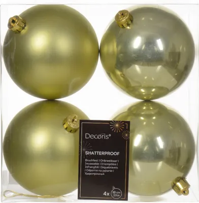 Produktbild von Weihnachtskugeln Kunststoff 10cm 4 Stück - Pistaziengrün