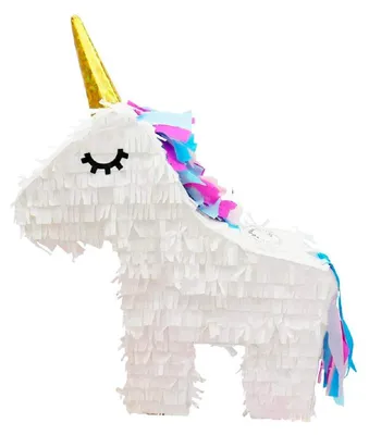 Einhorn-Piñata, 30 x 40 cm, weiß, zum Befüllen, für Kindergeburtstag & Feier