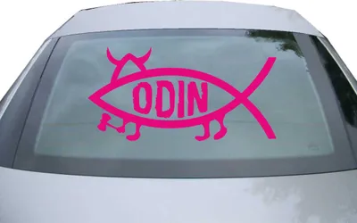 Produktbild von Indigos UG - Aufkleber Heckscheibe & Motorklappe DE2437 - pink - 600x300 mm - Odin Fisch - Auto Scheiben Fenster Heckklappe Tuning Racing JDM - Die cut