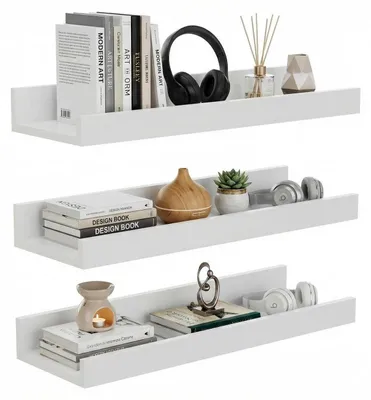 Immagine prodotto di Set di 3 mensole a parete, colore bianco opaco, MDF, dimensioni 40 cm