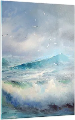 Produktbild von Bilder auf glas - Einteilig - Meer Welle Möwe - 50x70cm - Glasbilder - Wandbilder - Bilder - zum Aufhängen bereit - Wanddekoration aus Glas - Glas Bilder - Wandbild auf Glas - GPA50x70-3783