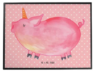 Produktbild von Mr. & Mrs. Panda tischpad Einhorn Schwein - Rot Pastell - Geschenk, Spruch, malunterlage, tischmatte, English, schreibtischunterlagen, Schreibunterlage, Englisch, Party