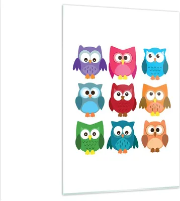Produktbild von Bilder auf glas - Einteilig - Eulen Bunt Kinder Zeichnung - 80x120cm - Glasbilder - Wandbilder - Bilder - Wanddekoration aus Glas - Glas Bilder - Wandbild auf Glas - GPA80x120-2880