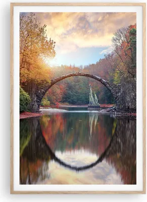 Produktbild von Gerahmtes Poster - Rahmen in heller Eiche - Garten Rhododendren Brücke - 70x100 cm - Wand Bild - Wanddeko - Wandbilder - Kunstposter - Wandposter - Bilderrahmen - Bilder - P2NPA70x100-4660