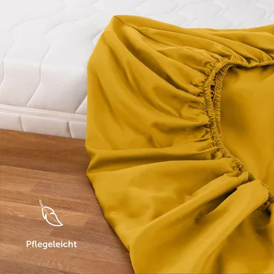 Produktbild von Blumtal Spannbettlaken 140x200 cm – Atmungsaktives Mikrofaser Bettlaken in Spicy Mustard – Weiches Spannbetttuch für maximalen Komfort