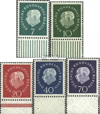 Produktbild von Briefmarken Berlin (West) 1959 Mi 182-186UR Unterrandstück (kompl.Ausg.) postfrisch Heuss